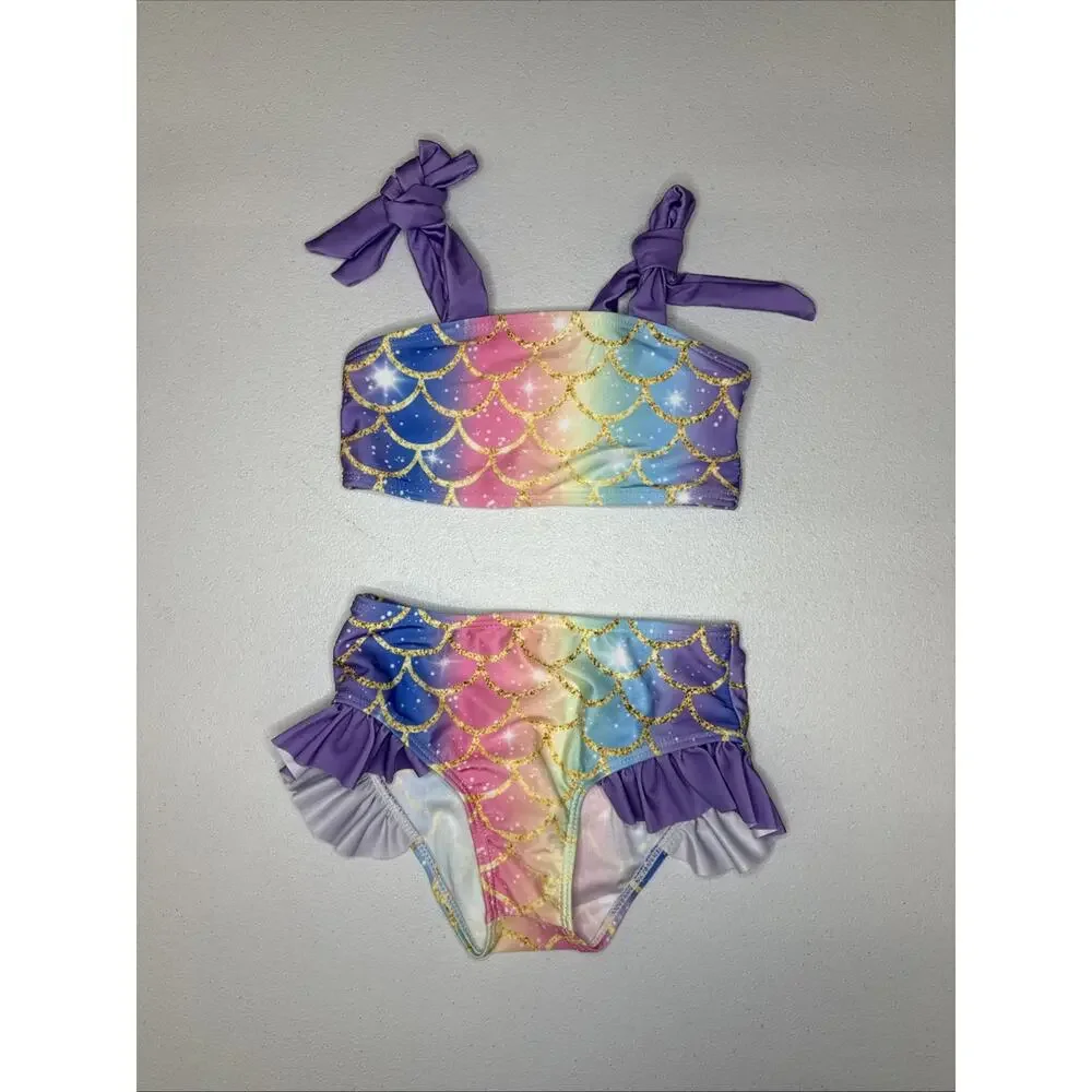 Girls Swimsuit 2 Pack Matching Bathing Suits One-piece + Bikini Set Size 3Y